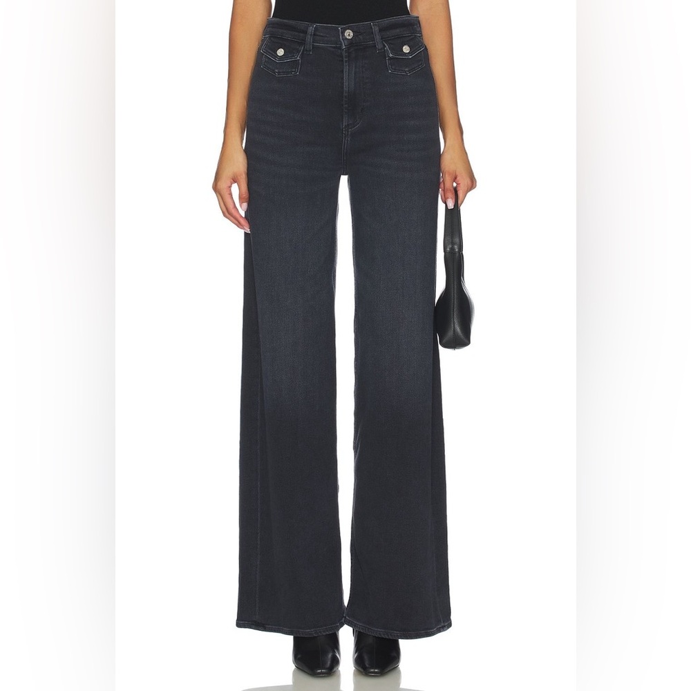 Citizens of Humanity Issy Wide Leg Jeans in Washed Black size 28